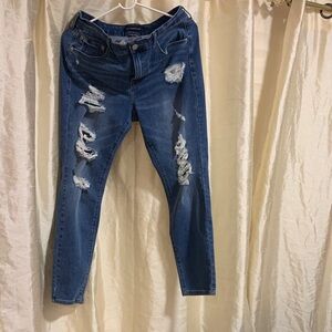 Aeropostale Ripped Blue Skinny Jeans